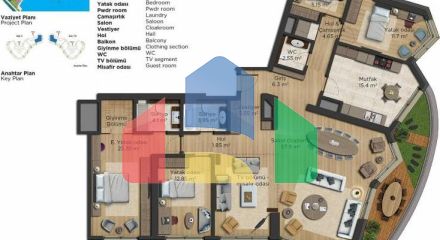 Квартира 2+1 с видом на море в Стамбуле