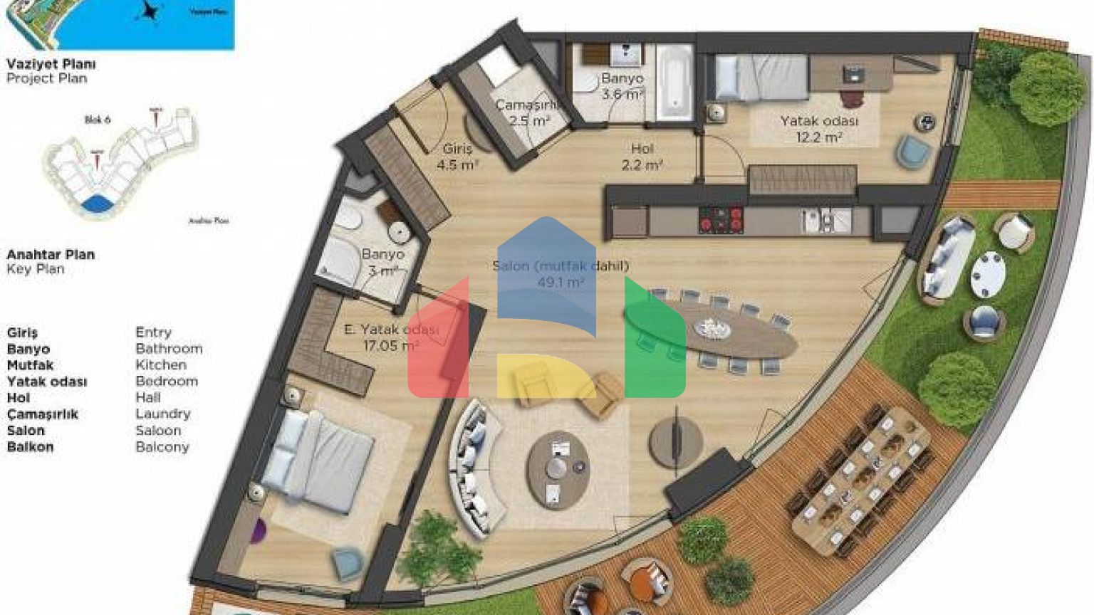Квартира 3+1 с видом на море в Стамбуле