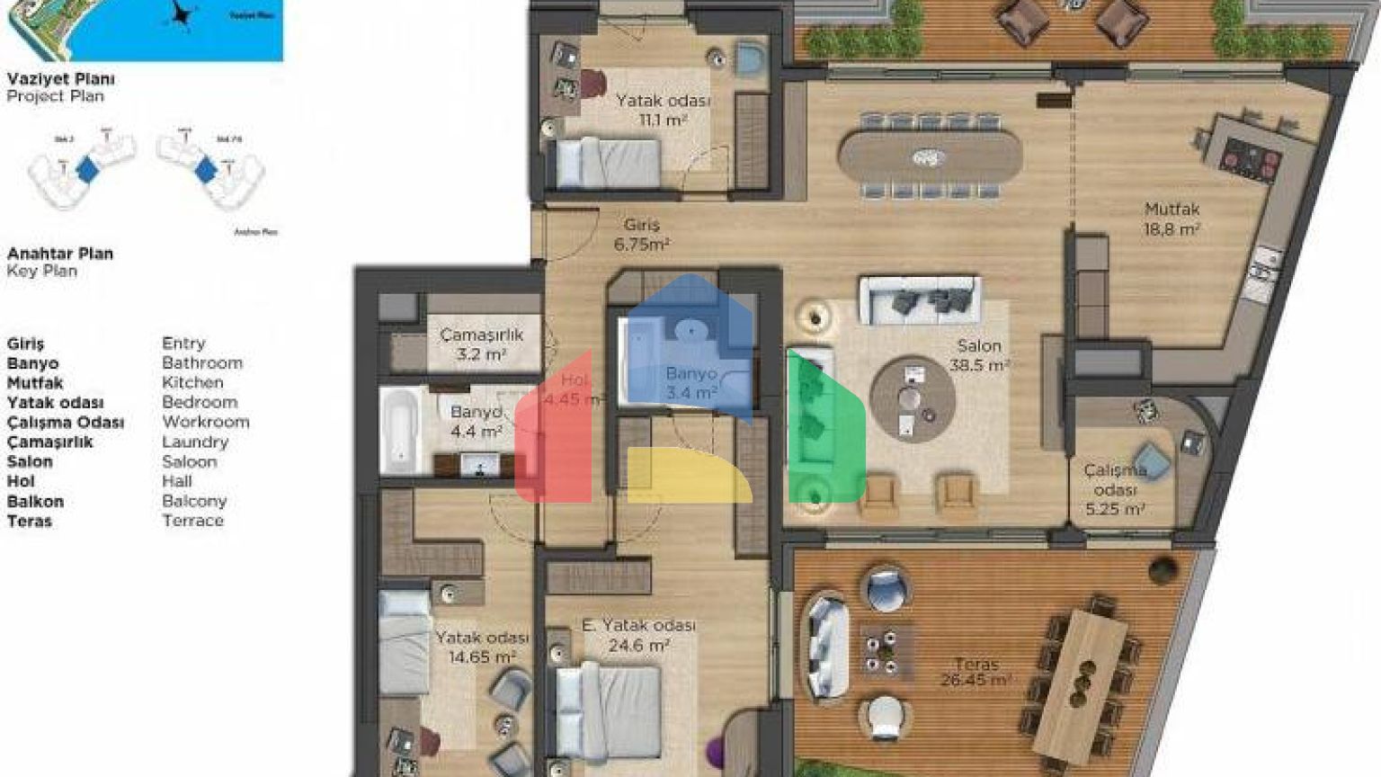 Квартира 3+1 с видом на море в Стамбуле