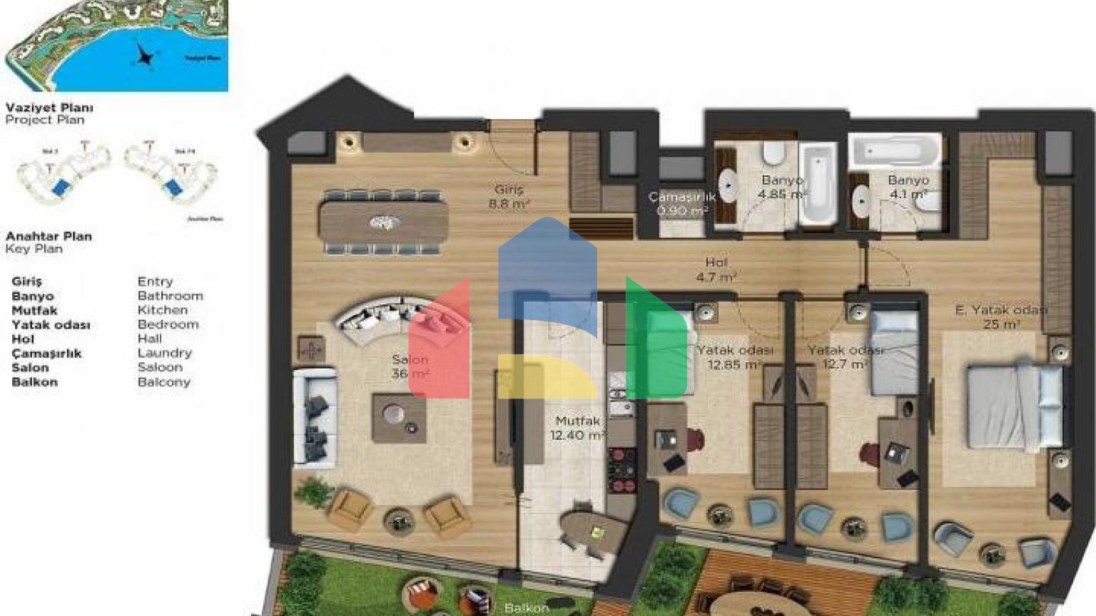 Квартира 3+1 с видом на море в Стамбуле