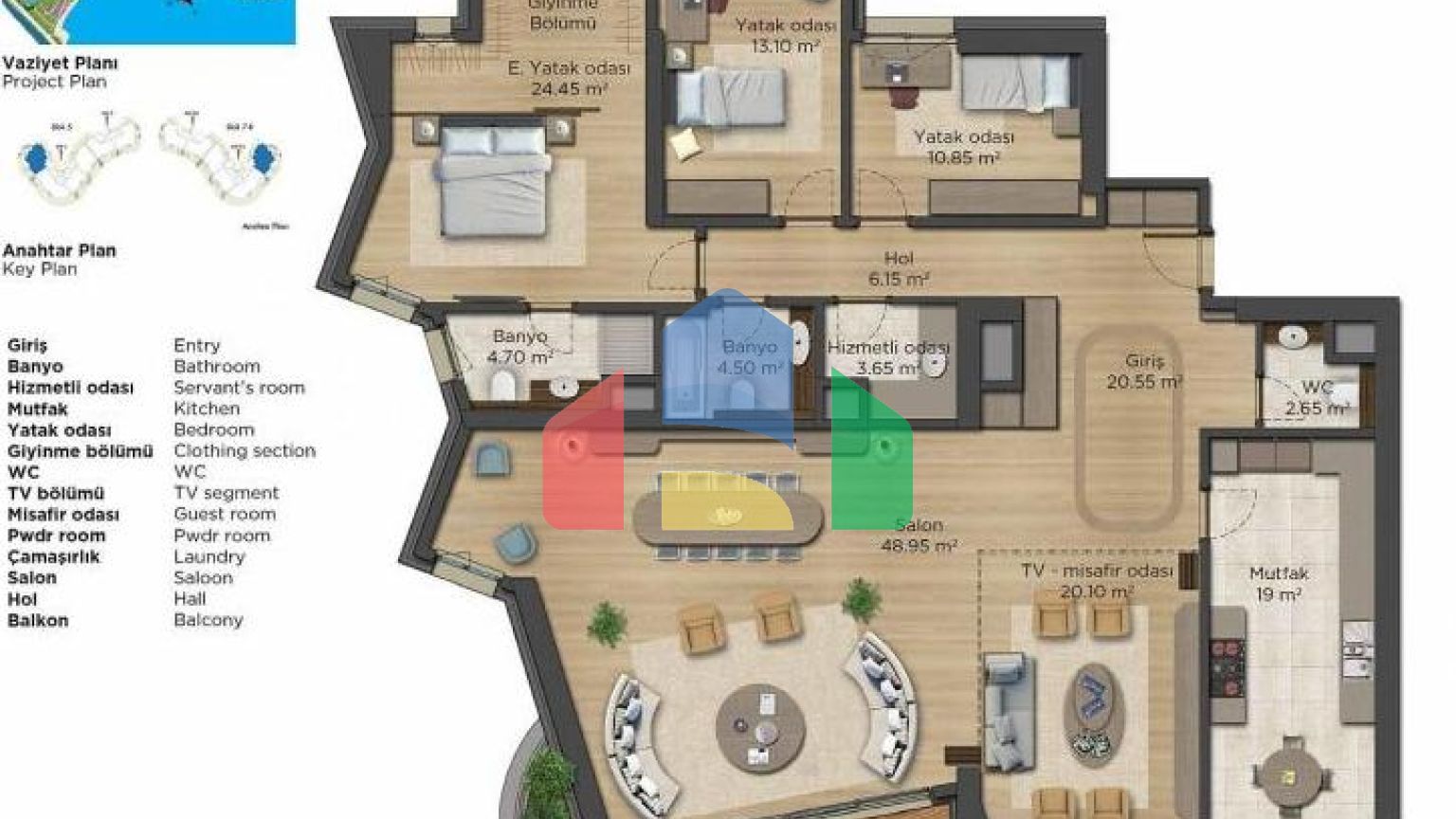 Квартира 3+1 с видом на море в Стамбуле