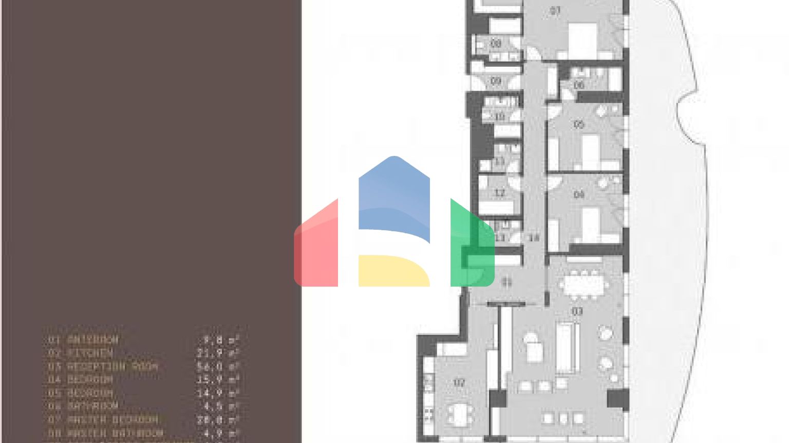 Квартира 2+1 с видом на море в Стамбуле