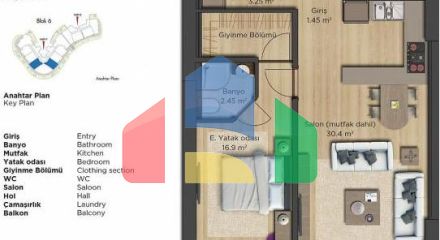 Квартира 1+1 с видом на море в Стамбуле