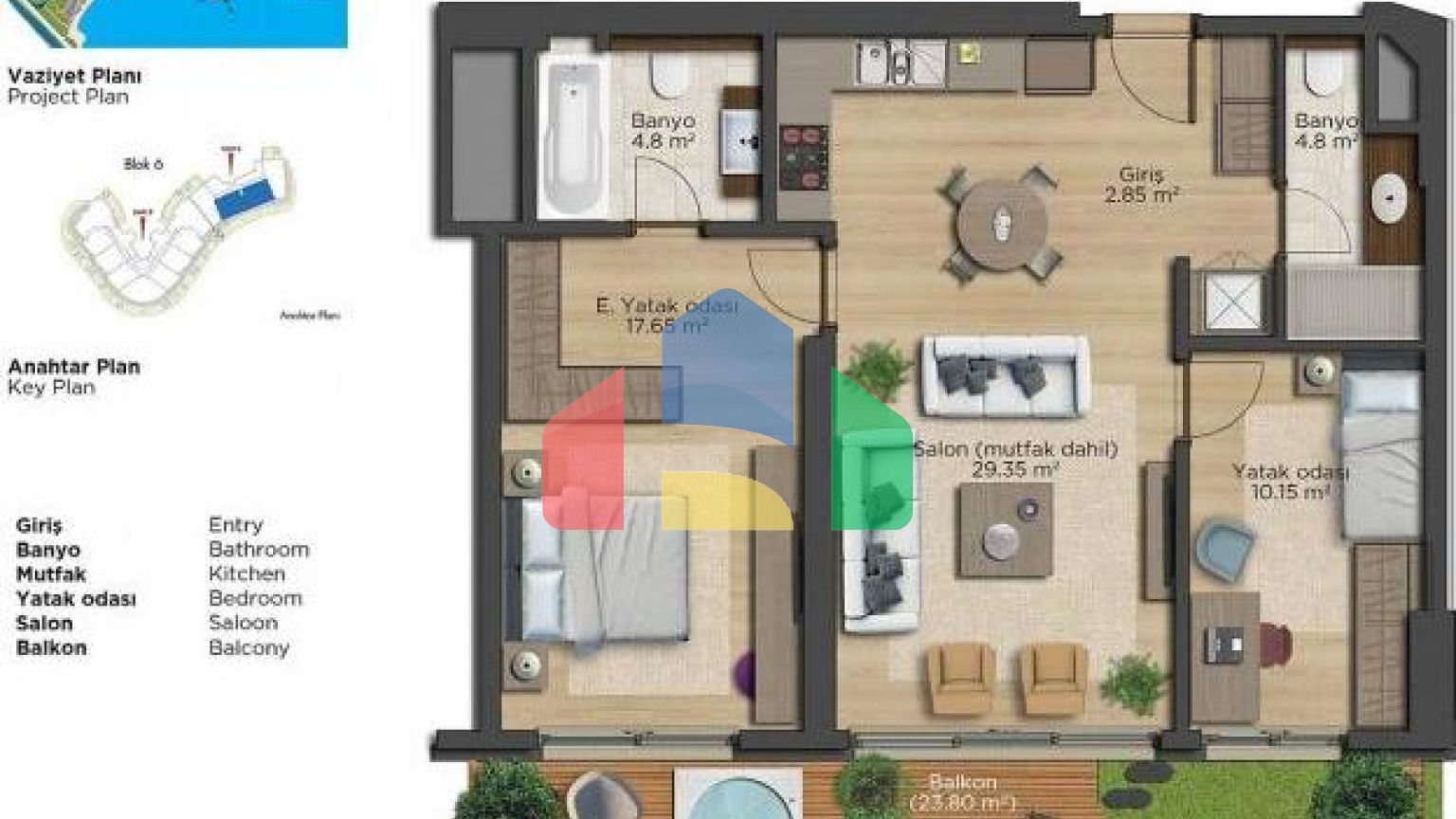 Квартира 1+1 с видом на море в Стамбуле