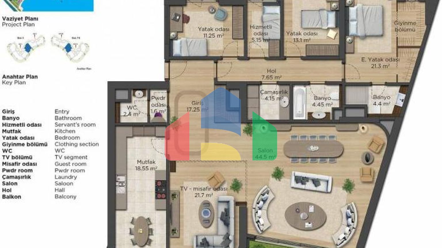 Квартира 1+1 с видом на море в Стамбуле