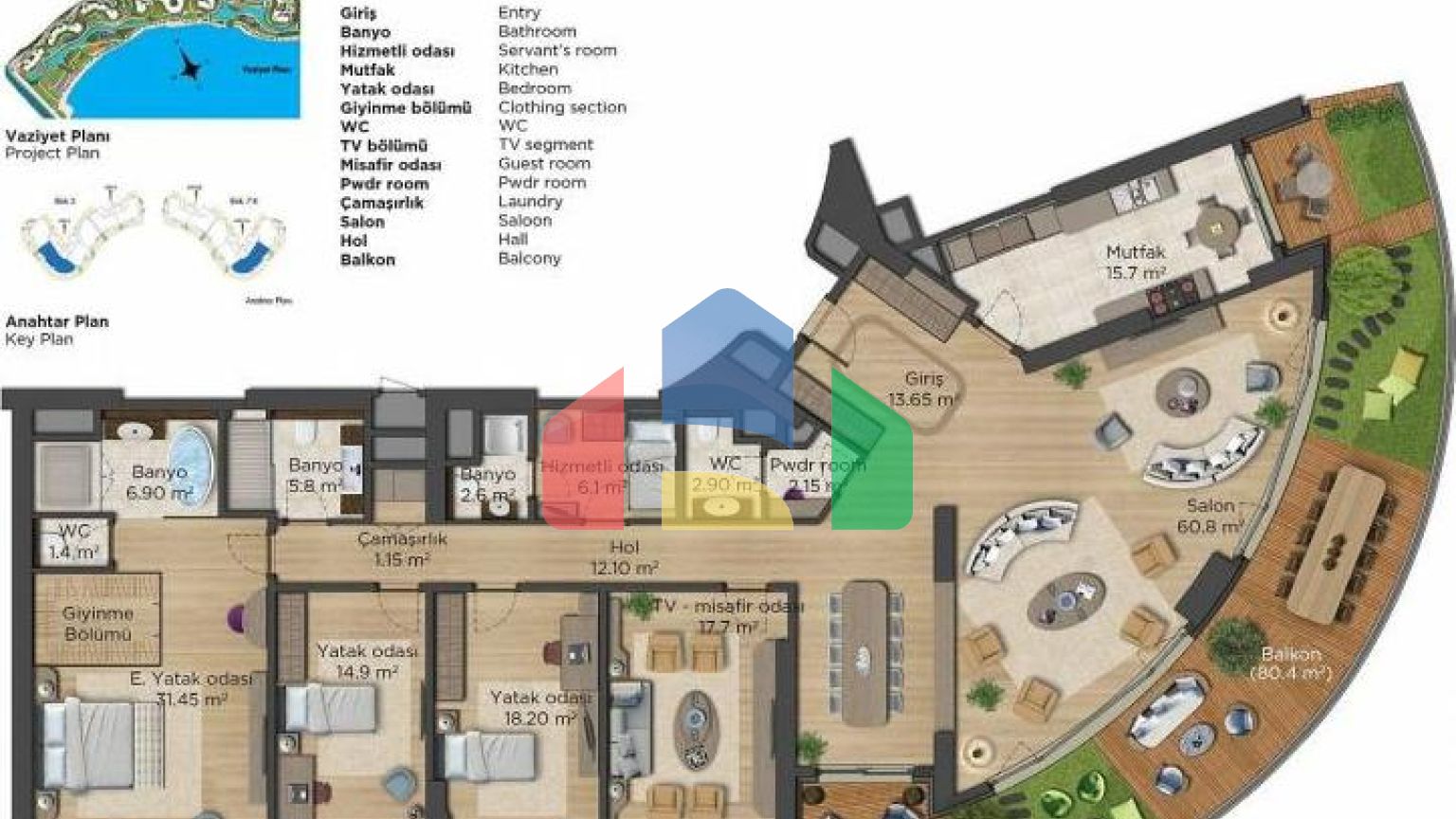 Квартира 4+1 с видом на море в Стамбуле