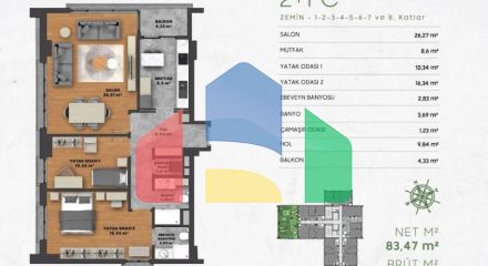 Квартира 2+1 в Стамбуле