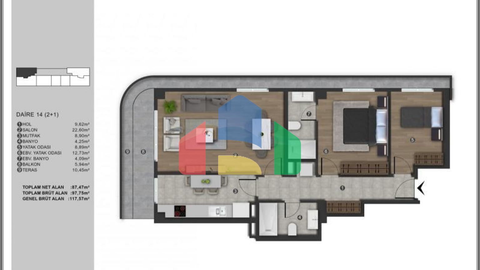Квартира 1+1 в Стамбуле