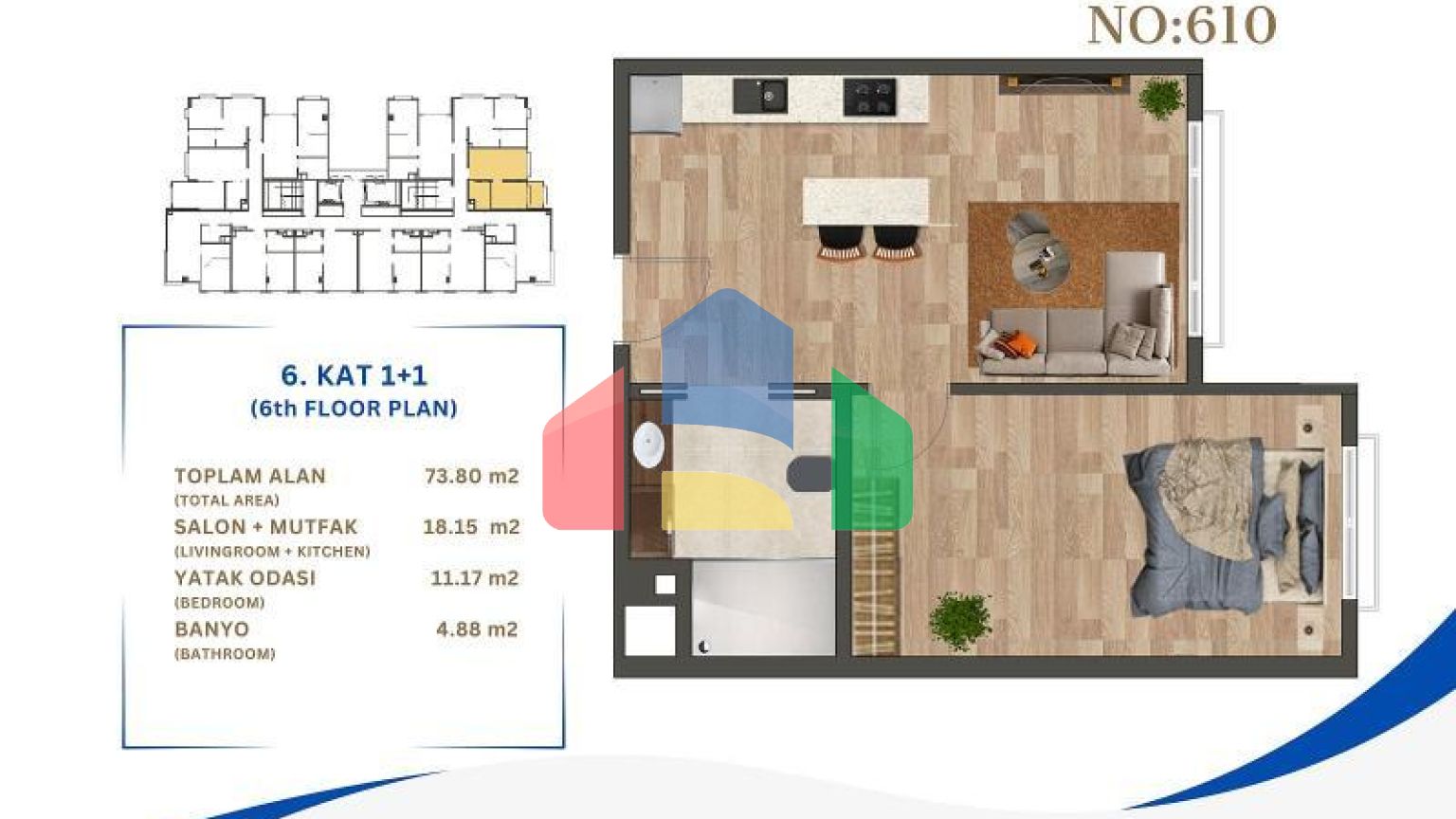 Квартира 1+1 в Стамбуле