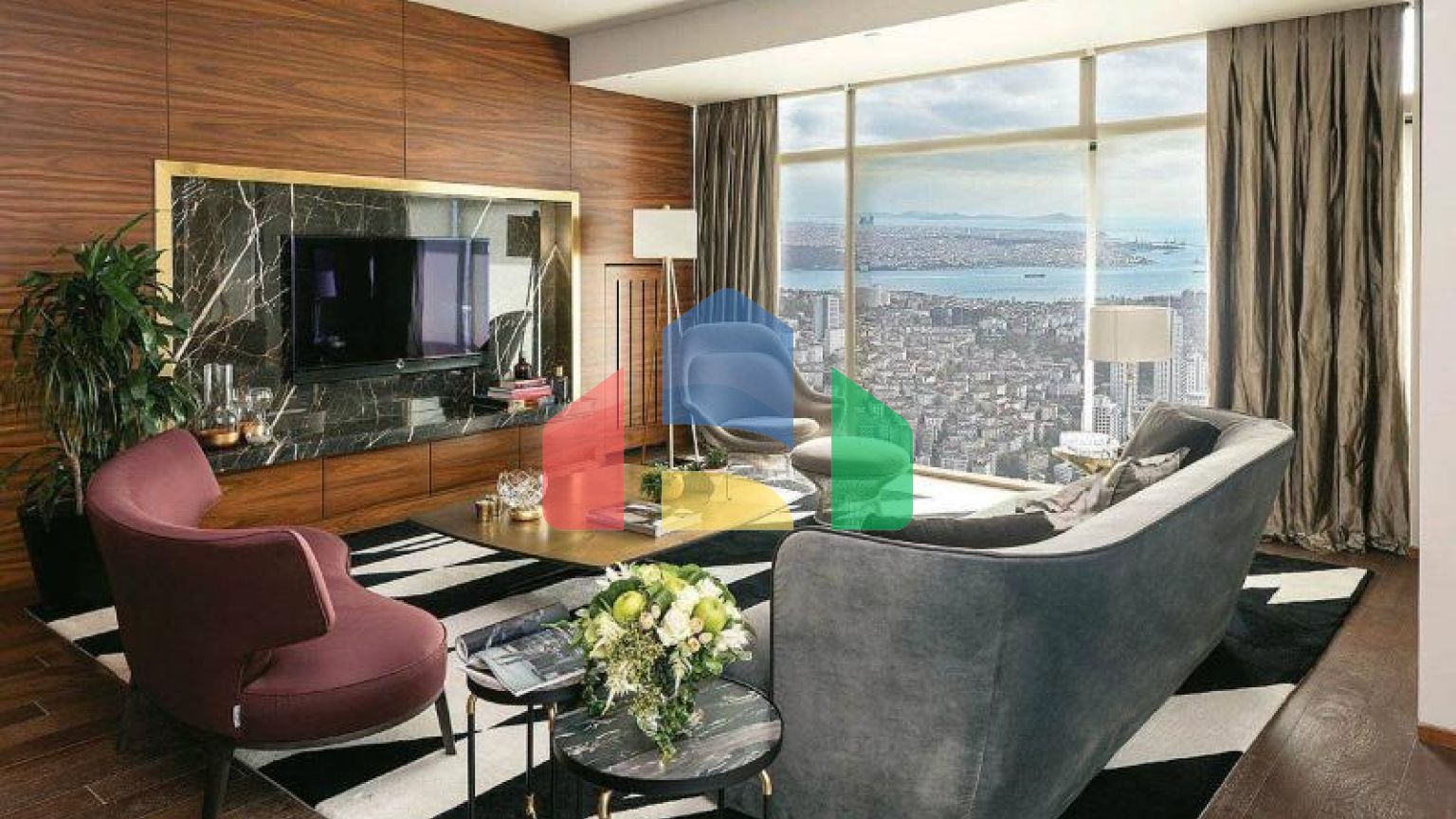 Квартира 4+1 с видом на море в Стамбуле