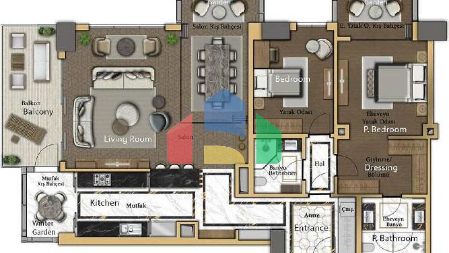Квартира 4+1 с видом на море в Стамбуле