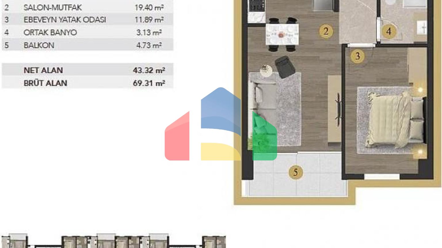 Квартира 1+1 в Стамбуле