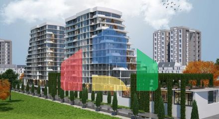 У готовому житловому комплексі району Багджилар, представлена на продаж квартира плануванням 1+1