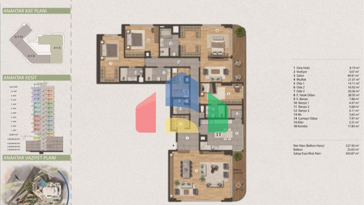 Квартира 2+1 с видом на море в Стамбуле