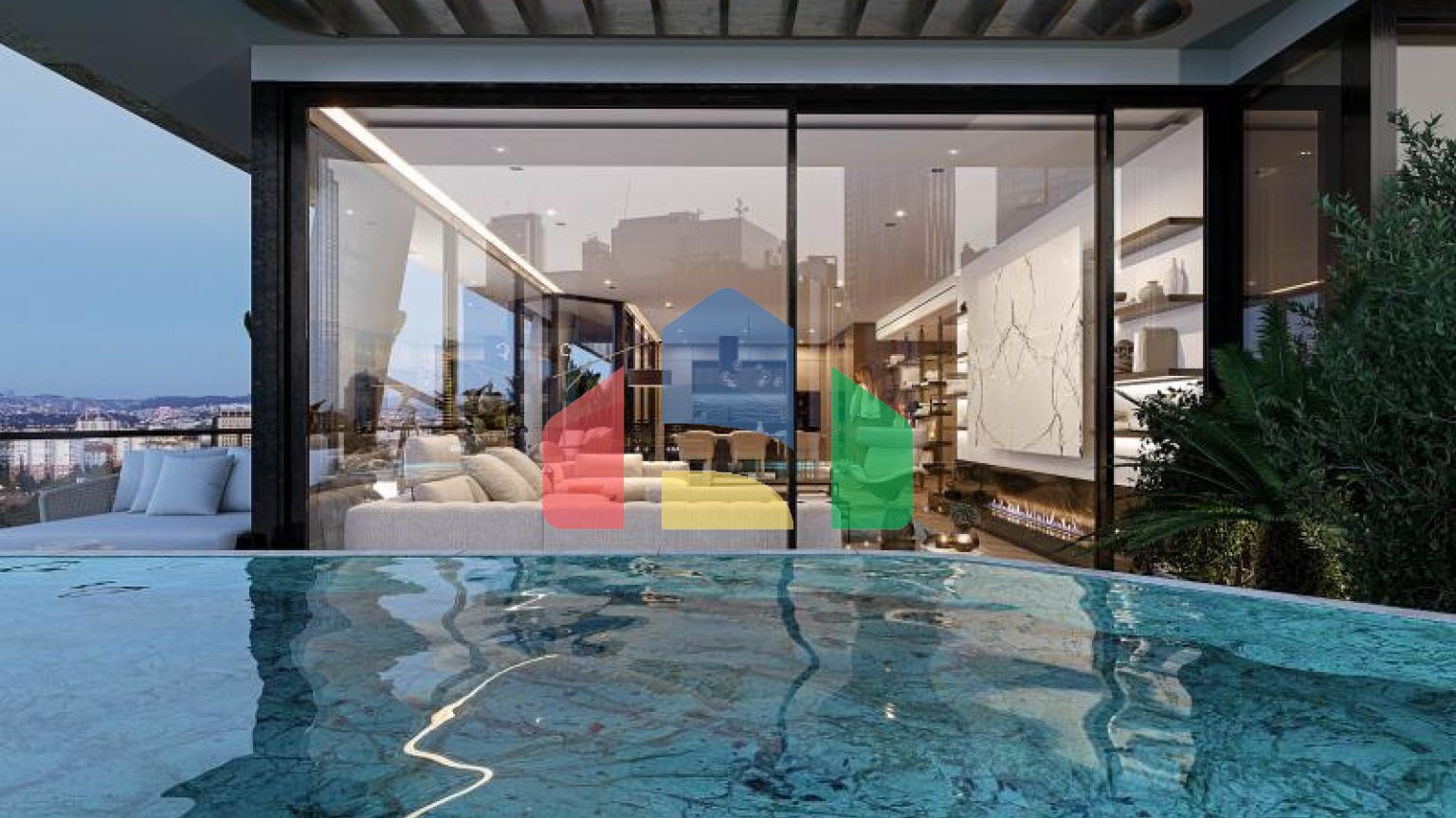 Квартира 1+1 с видом на море в Стамбуле