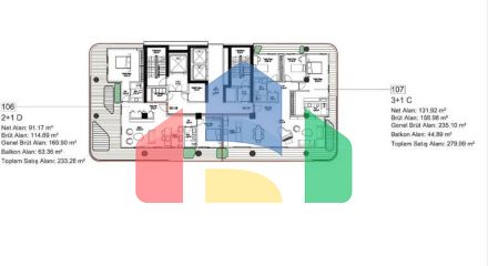 Квартира 2+1 с видом на море в Стамбуле