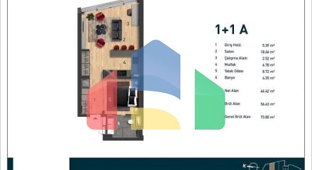 Квартира 3+1 с видом на море в Стамбуле