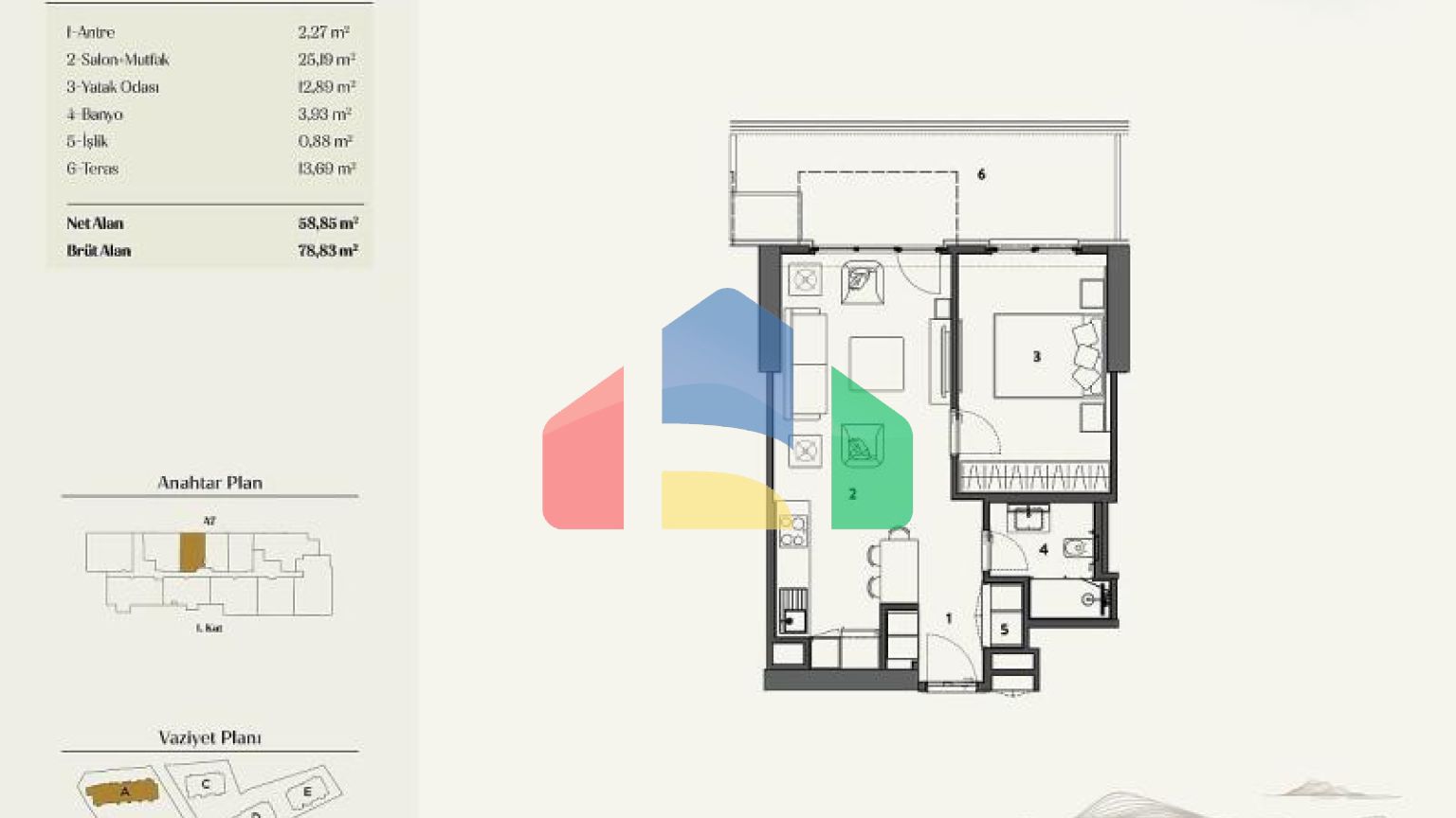 Квартира 2+1 с видом на море в Стамбуле