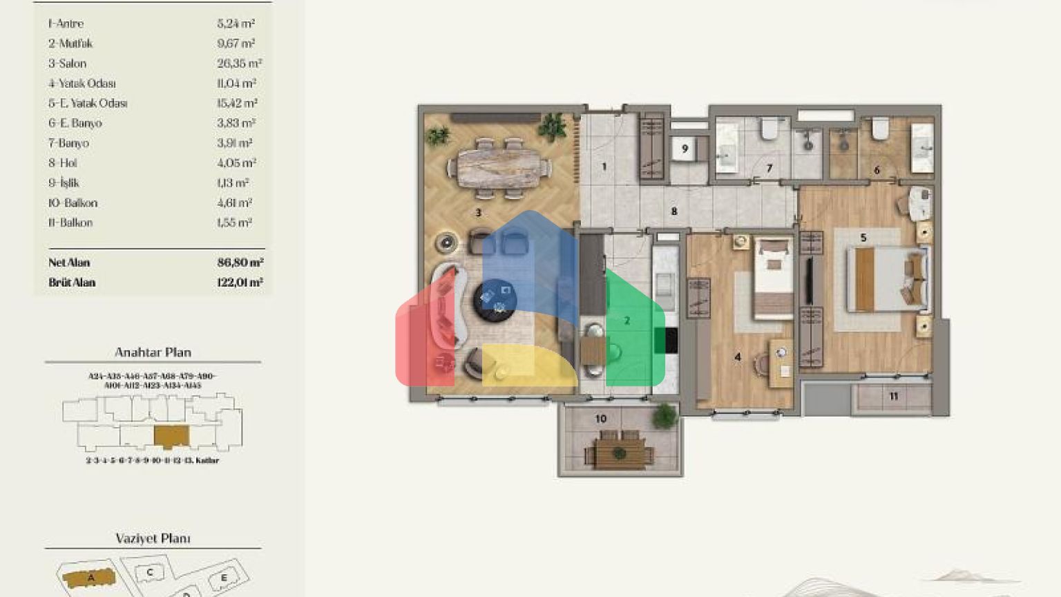 Квартира 2+1 с видом на море в Стамбуле