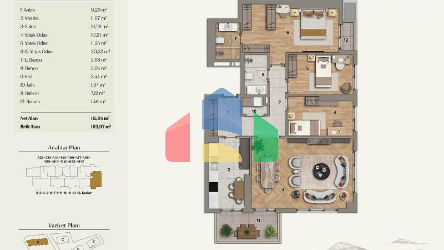 Квартира 2+1 с видом на море в Стамбуле