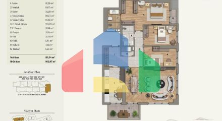 Квартира 2+1 с видом на море в Стамбуле