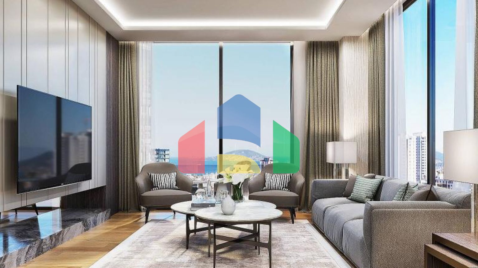 Квартира 1+1 с видом на море в Стамбуле