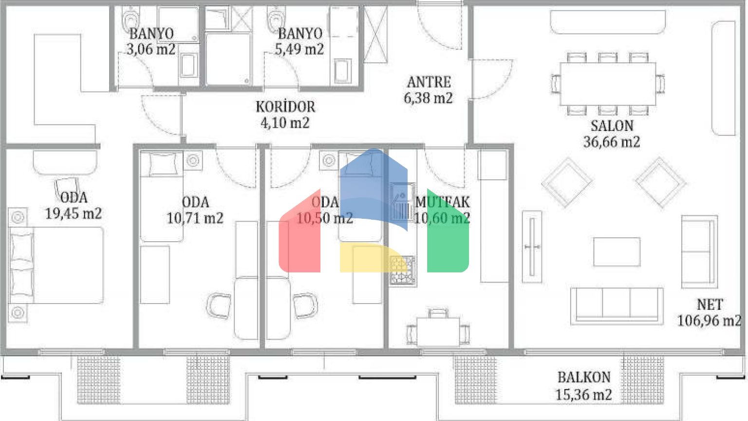 Квартира 1+1 с видом на море в Стамбуле