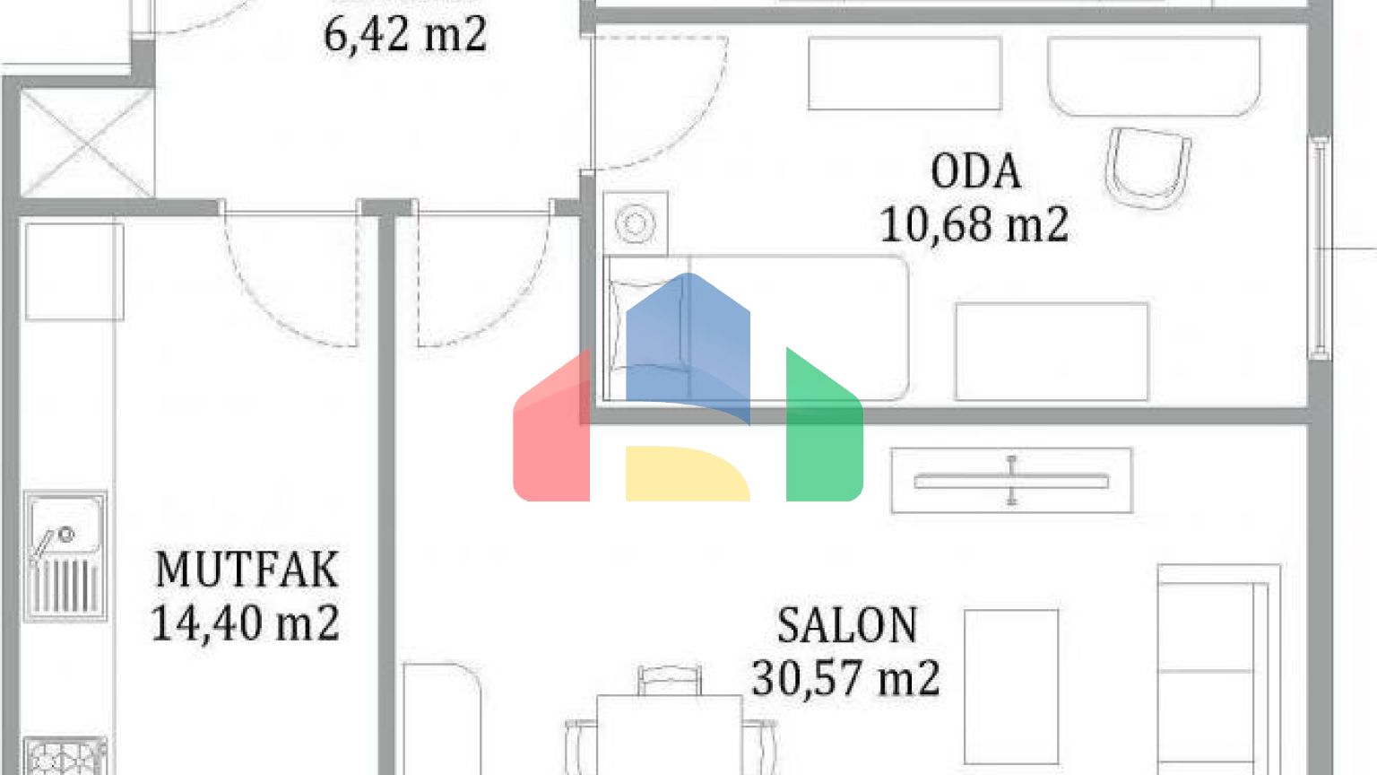 Квартира 1+1 с видом на море в Стамбуле