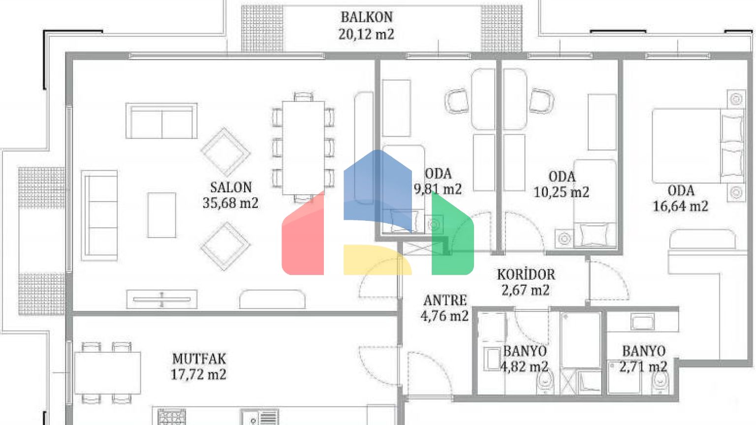Квартира 1+1 с видом на море в Стамбуле