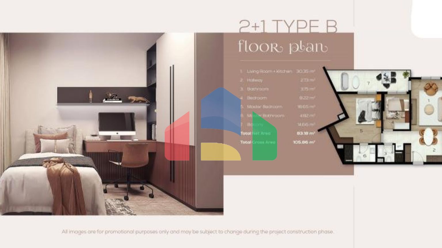 Квартира 2+1 с видом на море в Стамбуле