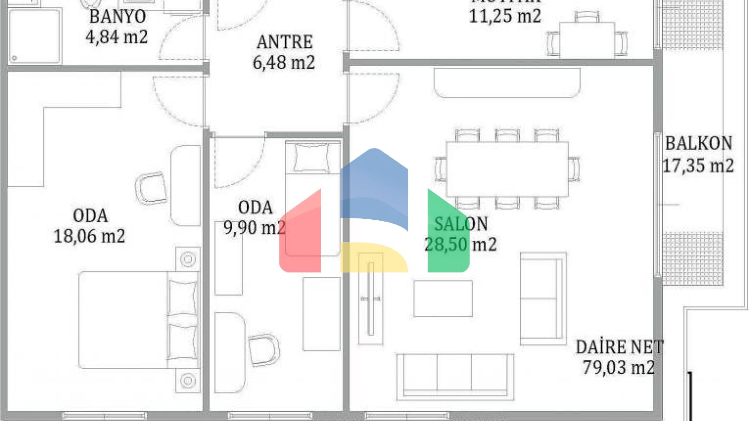 Квартира 2+1 с видом на море в Стамбуле