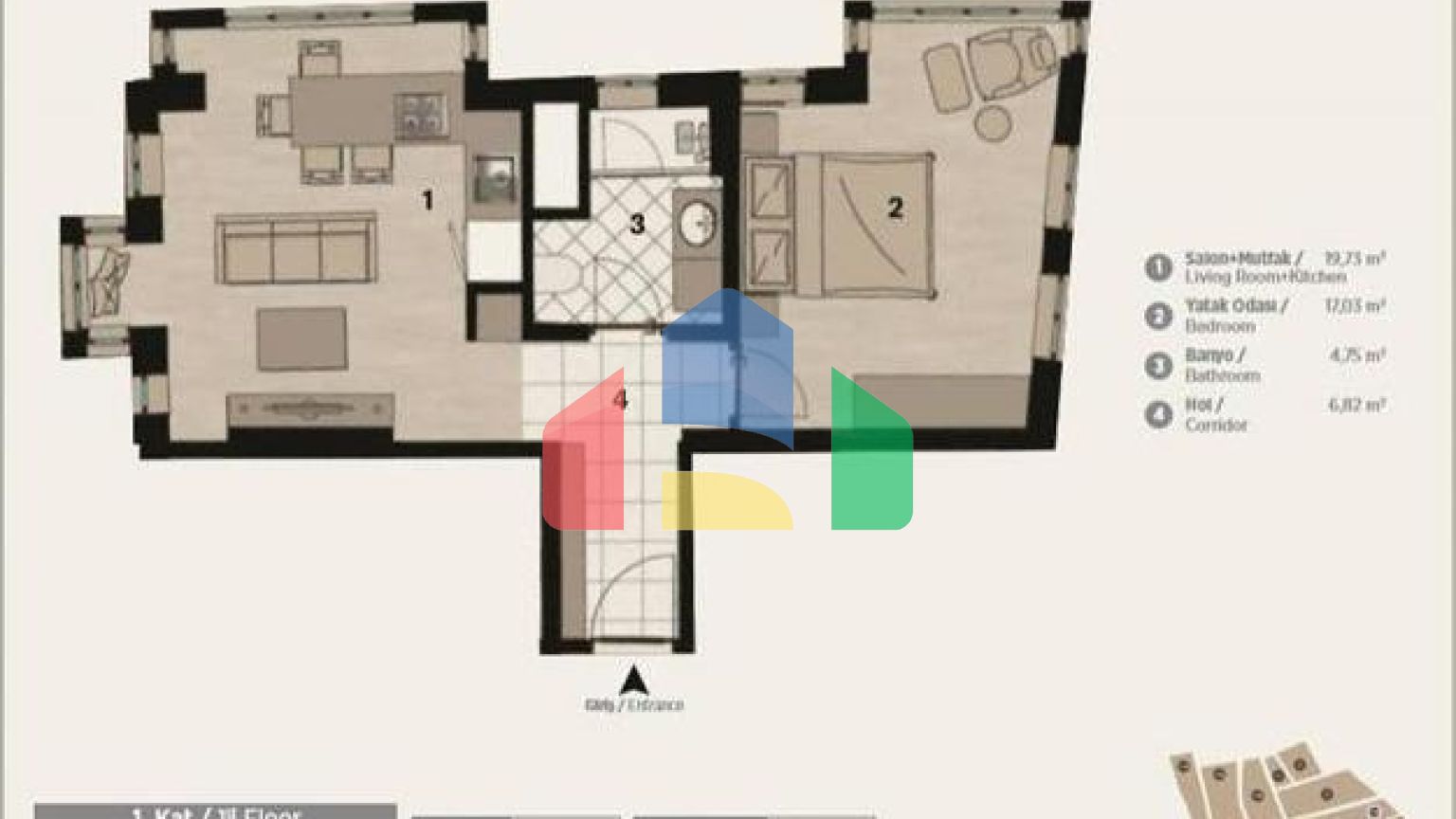 Квартира 1+1 в Стамбуле