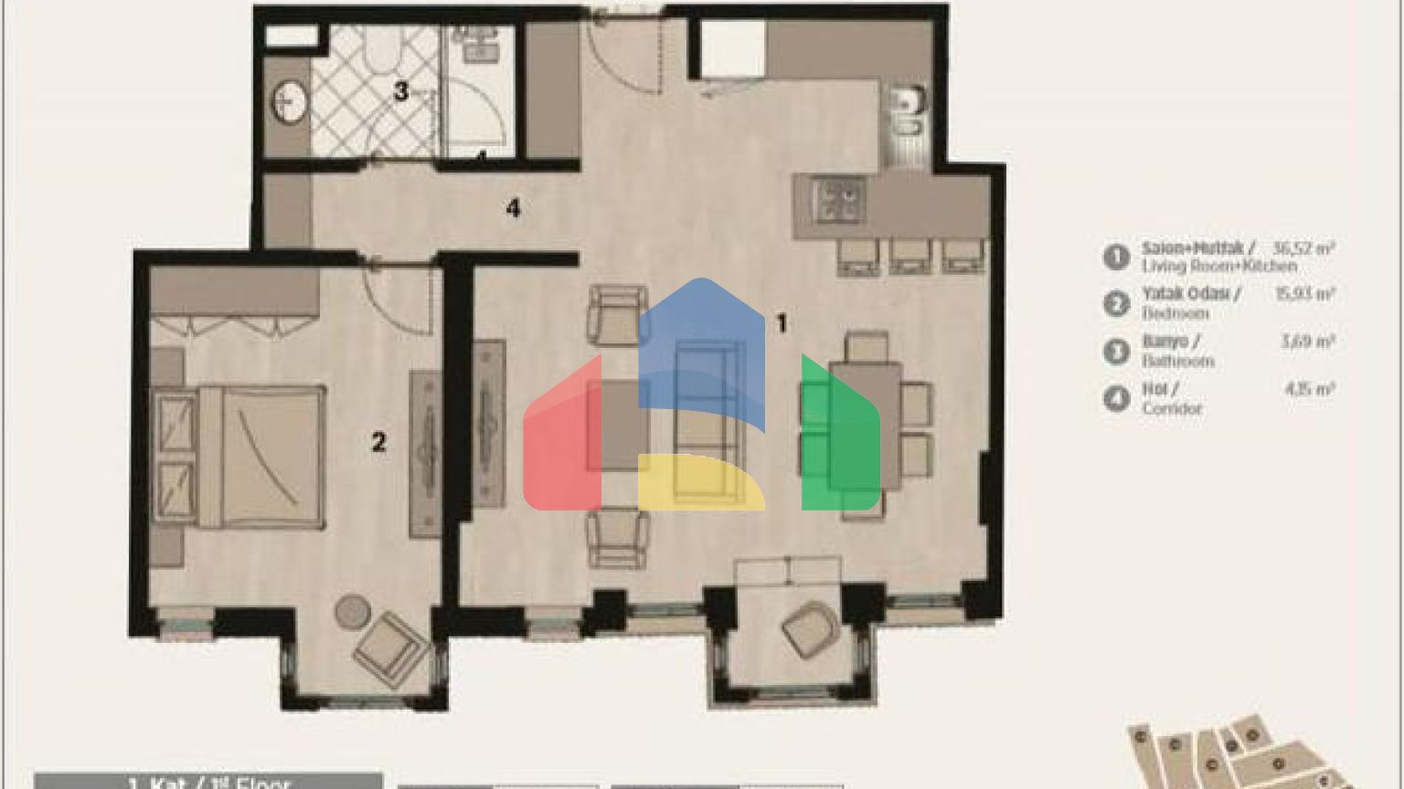 Квартира 1+1 в Стамбуле