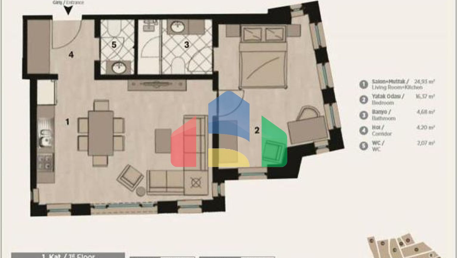 Квартира 1+1 в Стамбуле