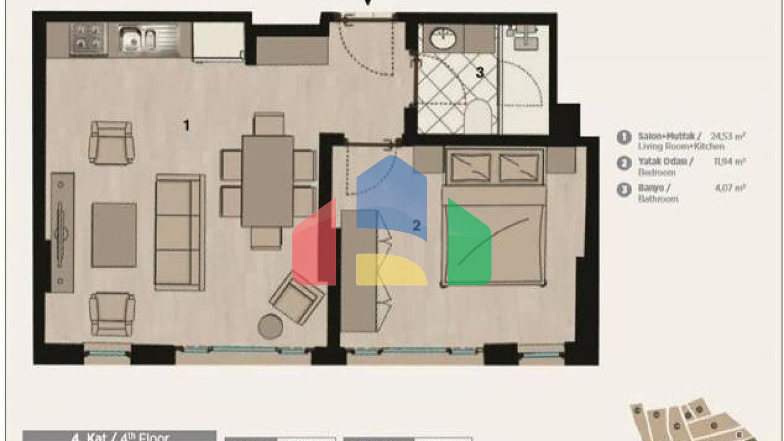 Квартира 1+1 в Стамбуле