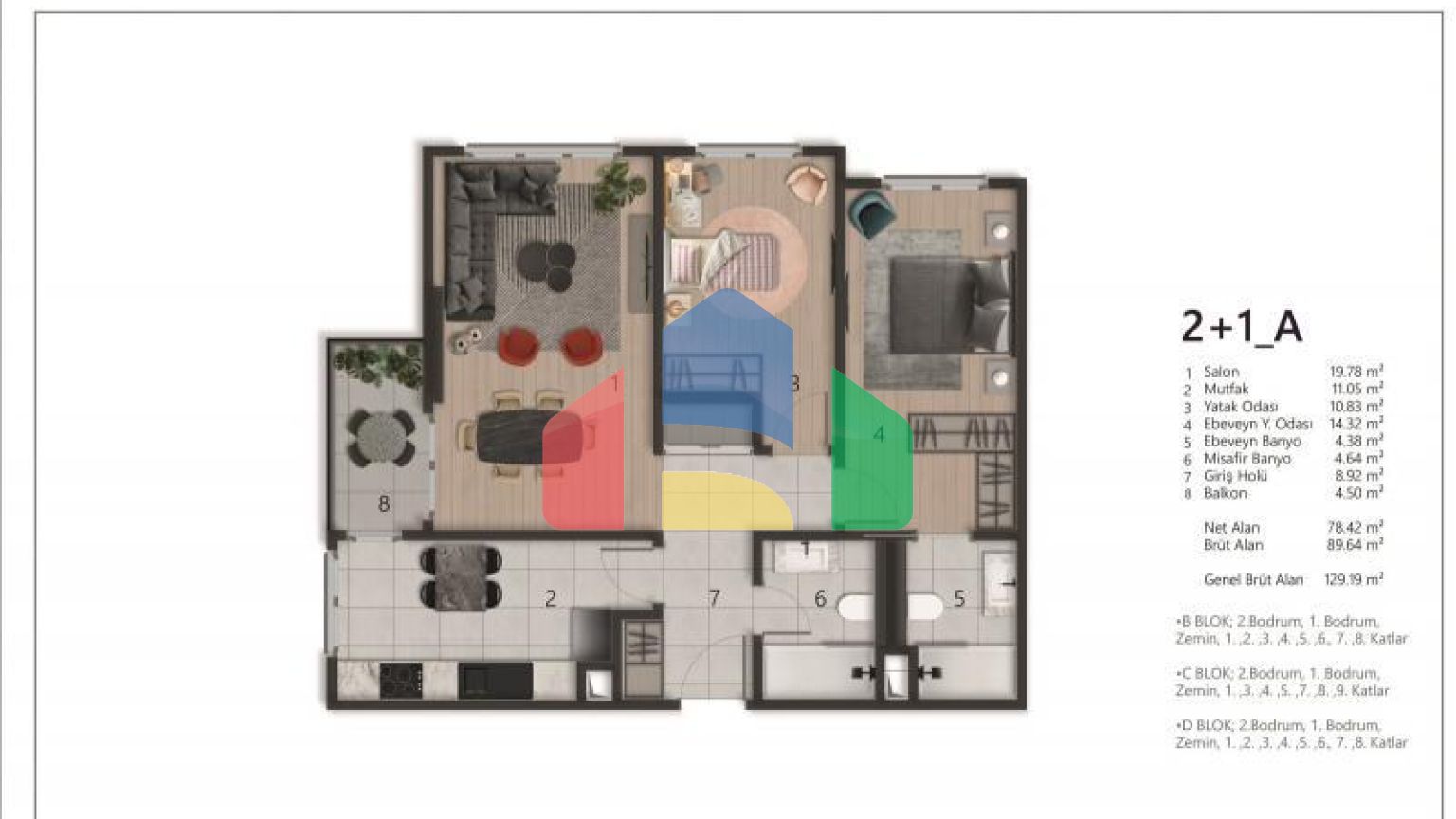 Квартира 2+1 с видом на море в Стамбуле