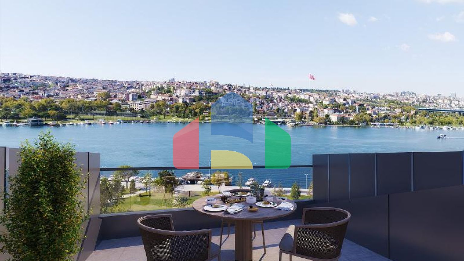Квартира 1+1 с видом на море в Стамбуле