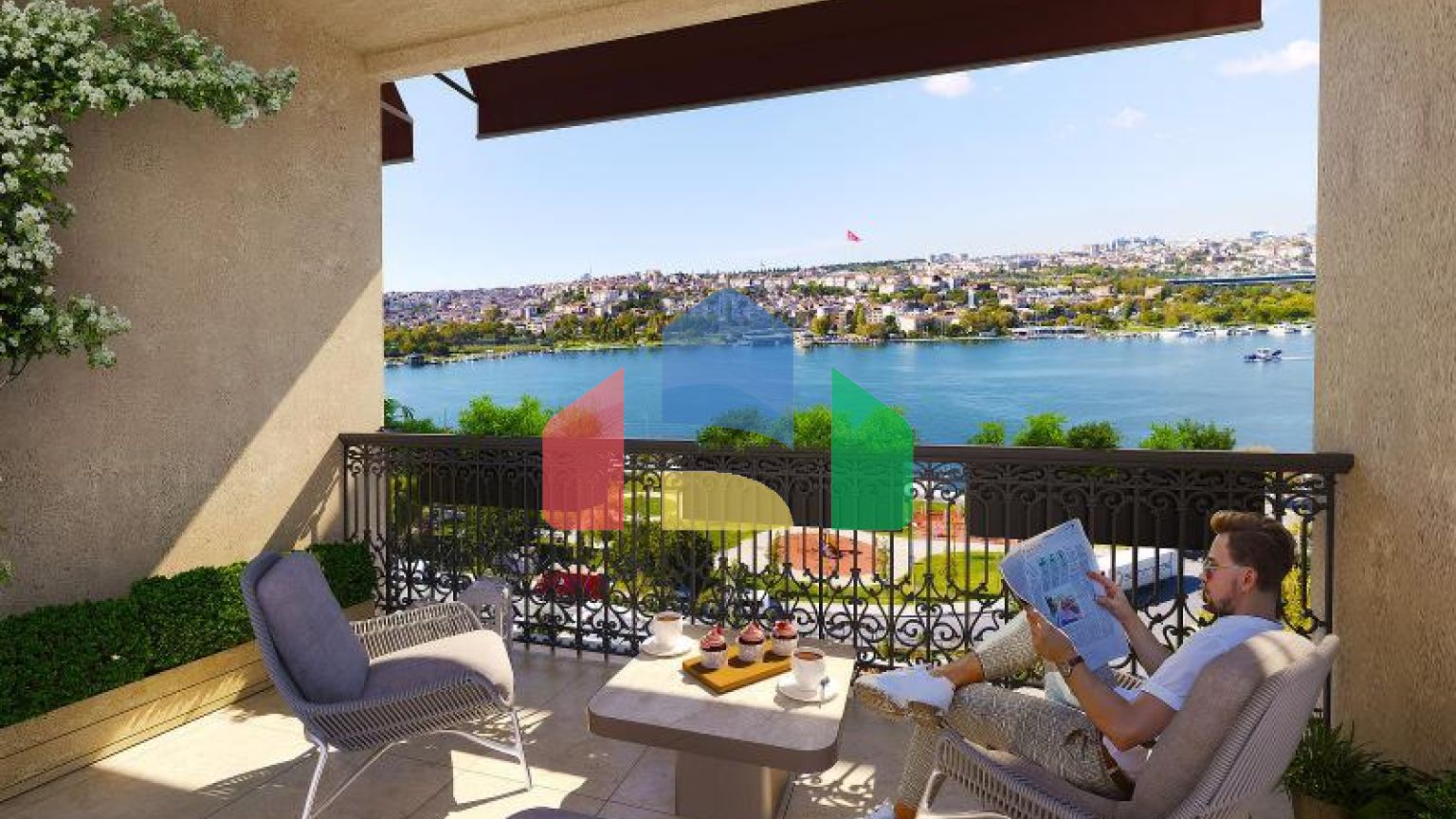 Квартира 1+1 с видом на море в Стамбуле