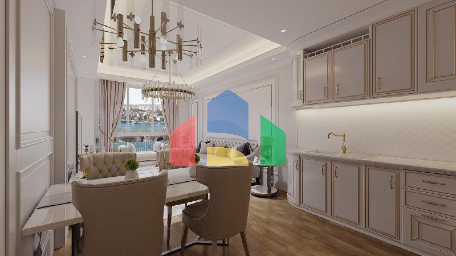 Квартира 1+1 с видом на море в Стамбуле