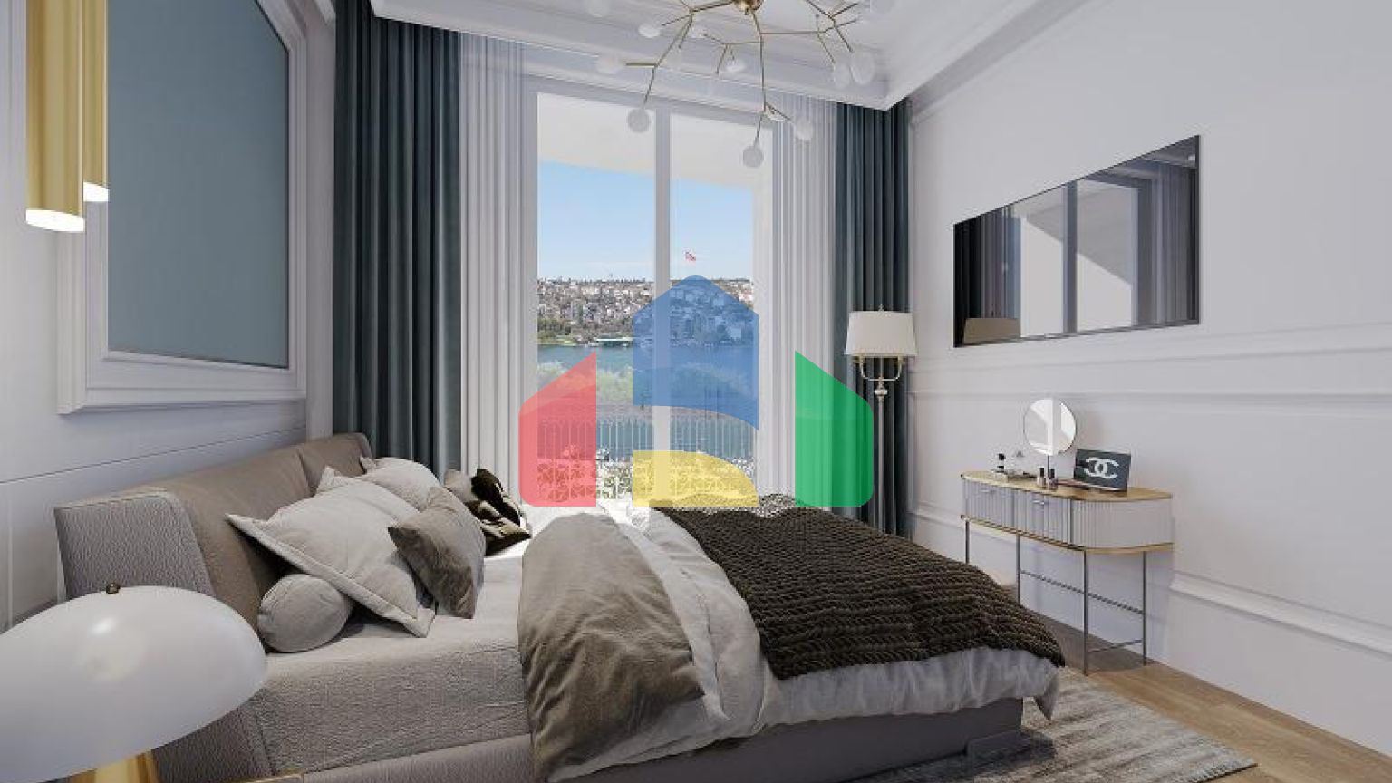 Квартира 1+1 с видом на море в Стамбуле