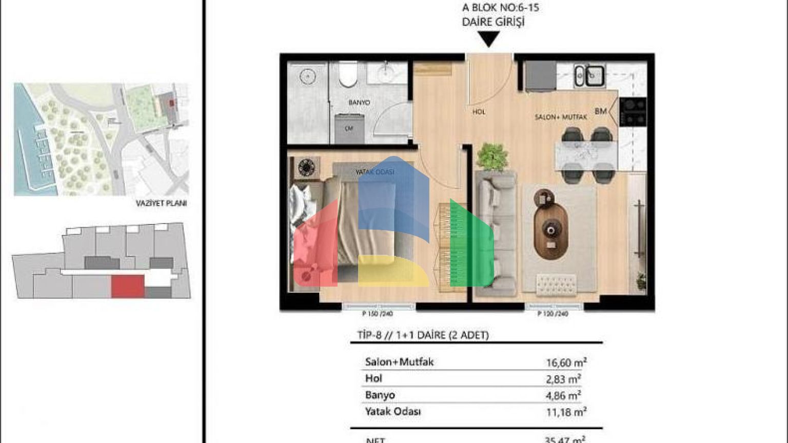 Квартира 1+1 с видом на море в Стамбуле