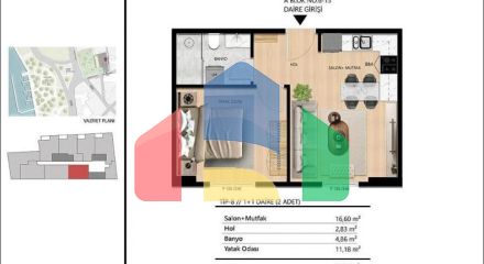 Квартира 1+1 с видом на море в Стамбуле