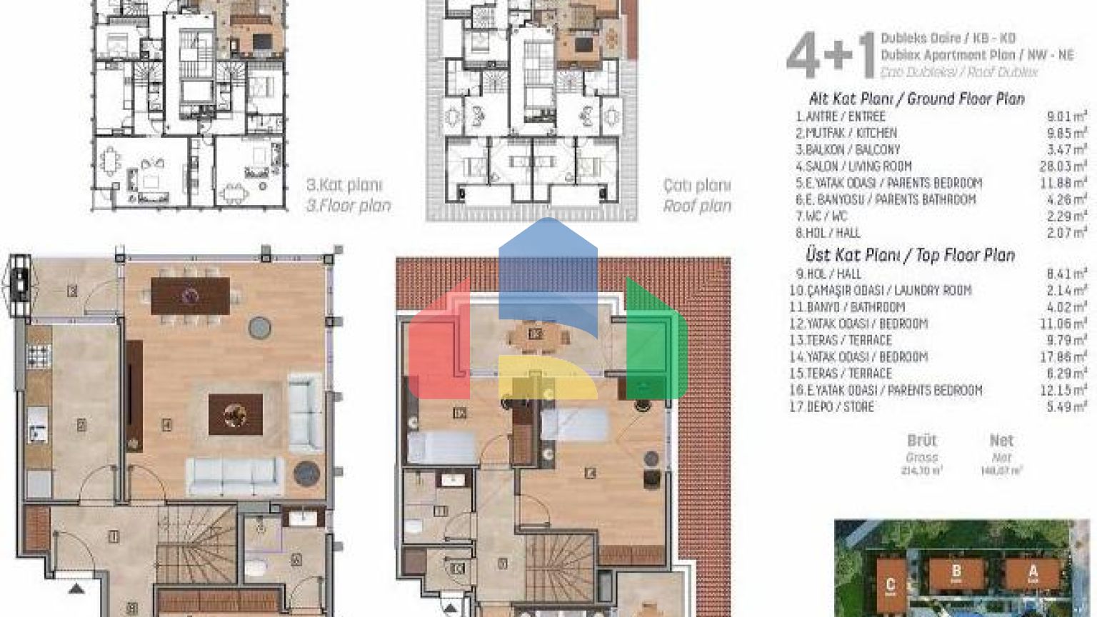 Квартира 4+1 с видом на море в Стамбуле