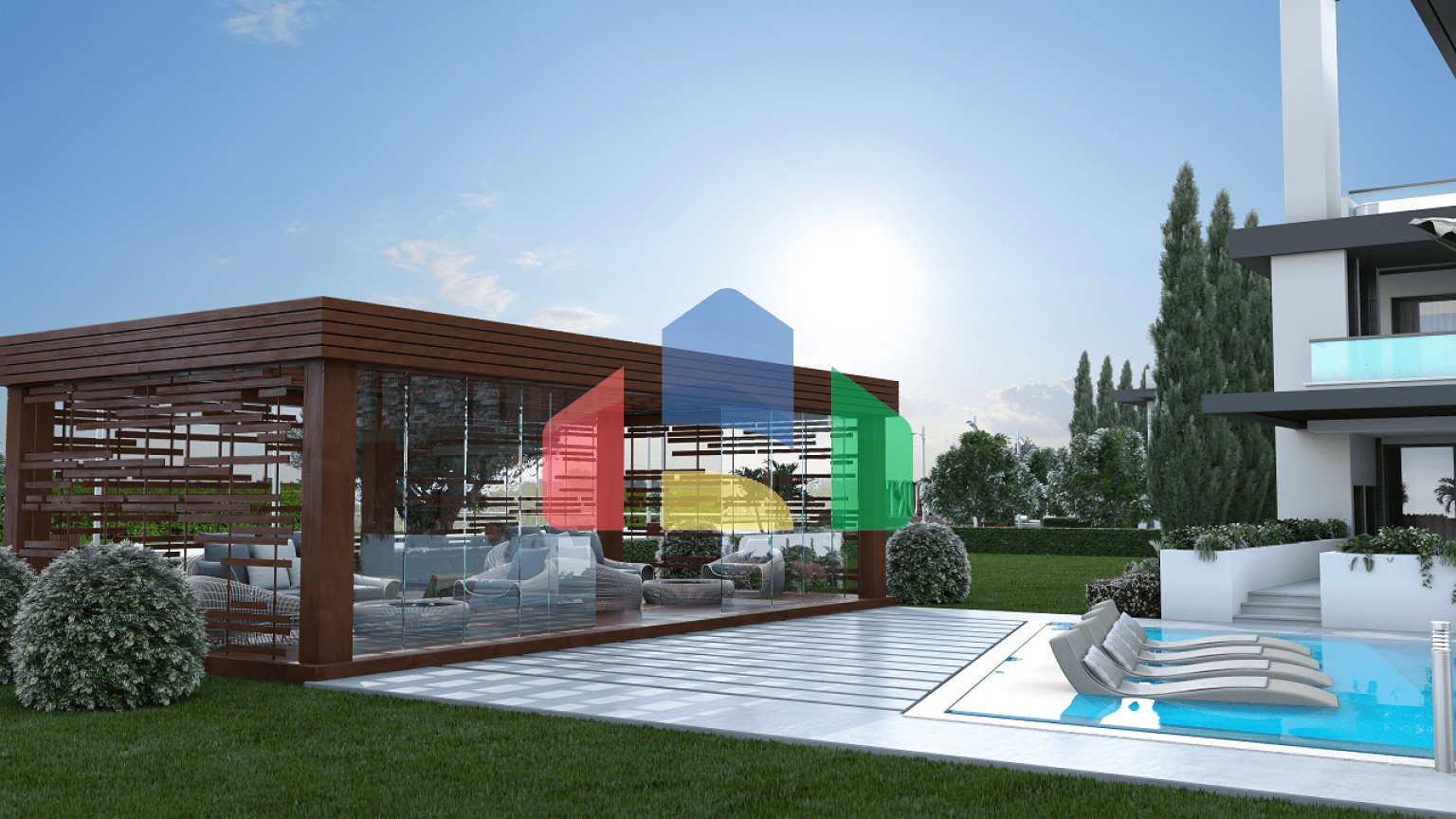 3-комнатные апартаменты 150 м2 с большой террасой 45 м2 в 5 минутах от пляжа