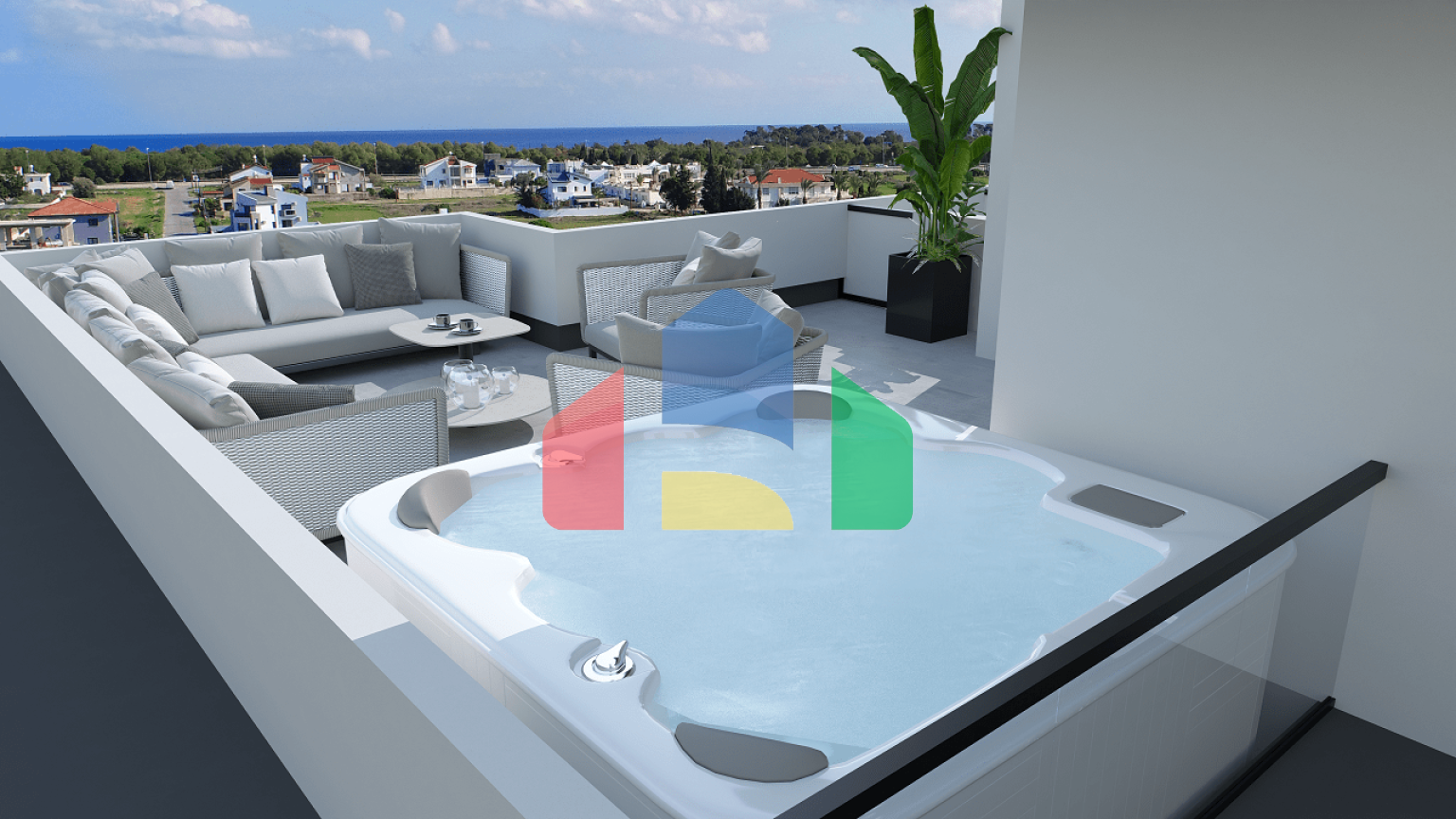 3-комнатные апартаменты 150 м2 с большой террасой 45 м2 в 5 минутах от пляжа