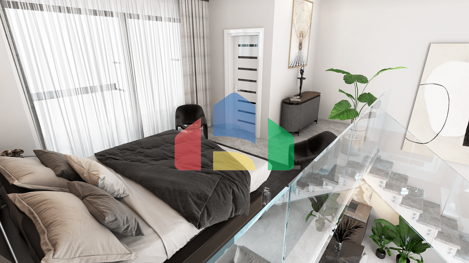 3-комнатные апартаменты 150 м2 с большой террасой 45 м2 в 5 минутах от пляжа