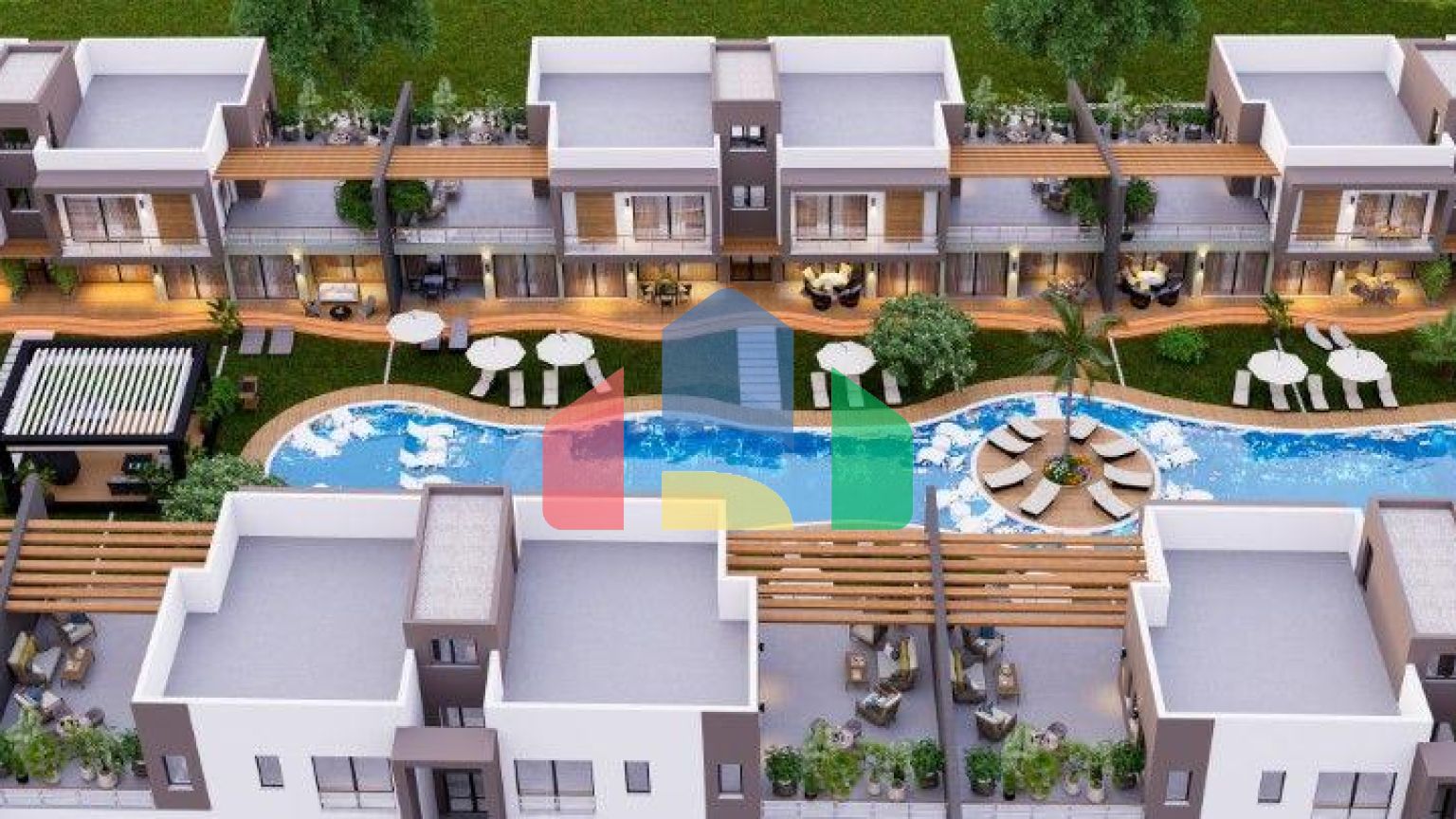 Квартира 2+1 (90 м2) с террасой (75 м2) в красивом комплексе в Искеле