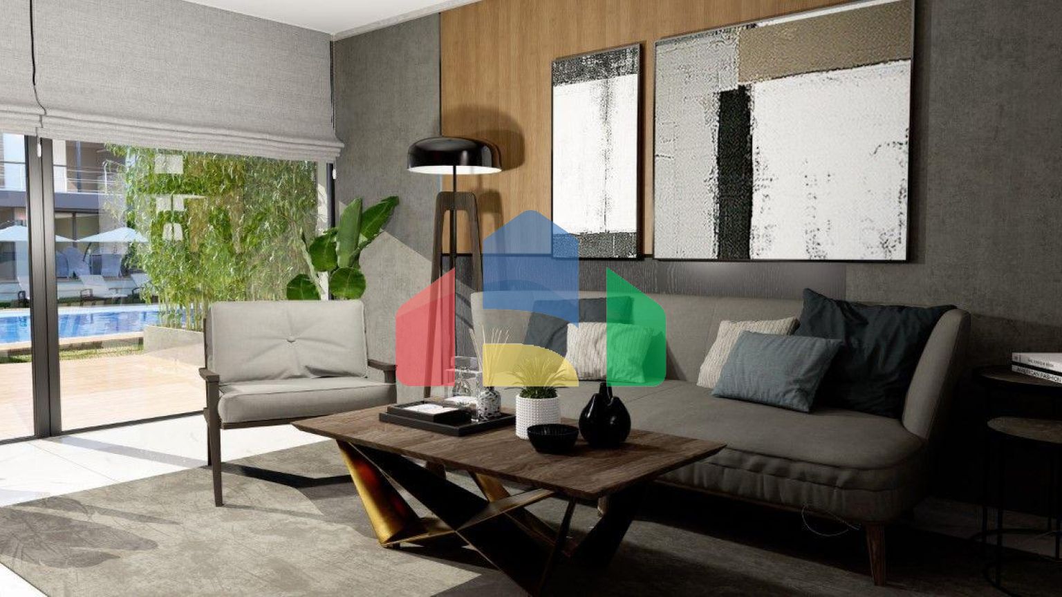 Квартира 2+1 (90 м2) с террасой (75 м2) в красивом комплексе в Искеле