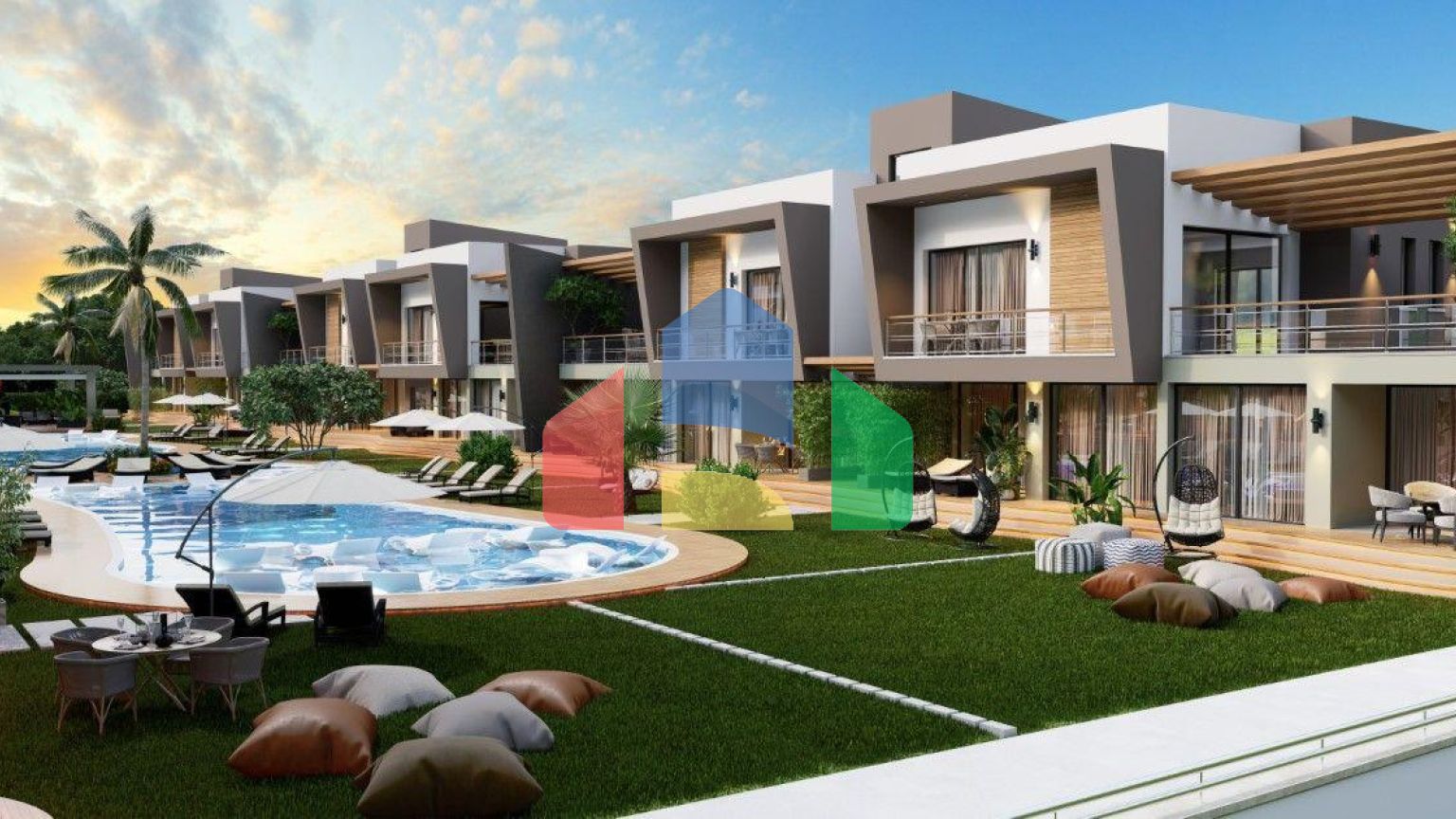 Квартира 2+1 (90 м2) с террасой (75 м2) в красивом комплексе в Искеле