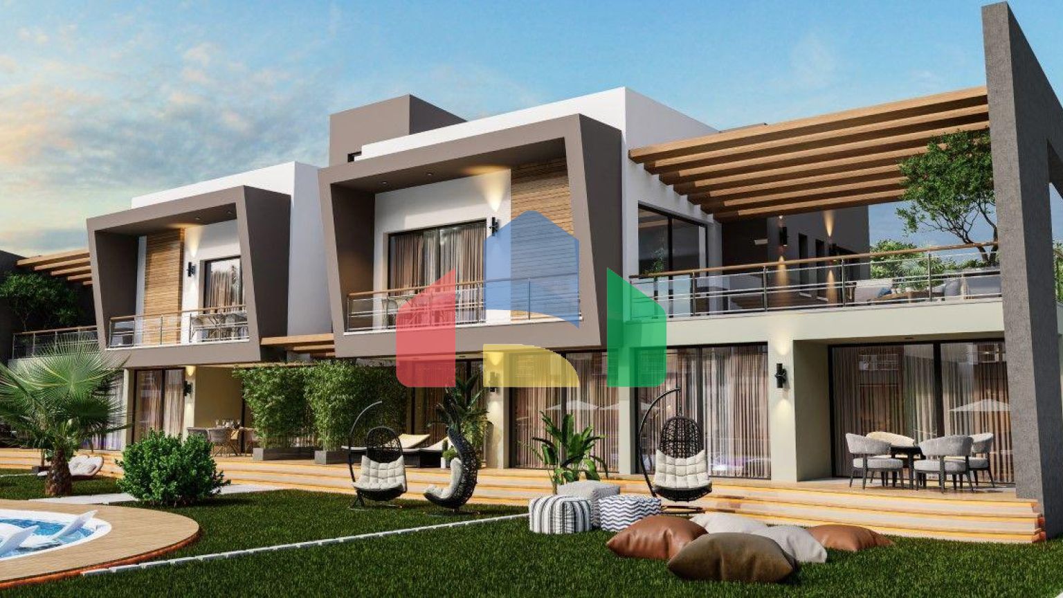 Квартира 2+1 (90 м2) с террасой (75 м2) в красивом комплексе в Искеле